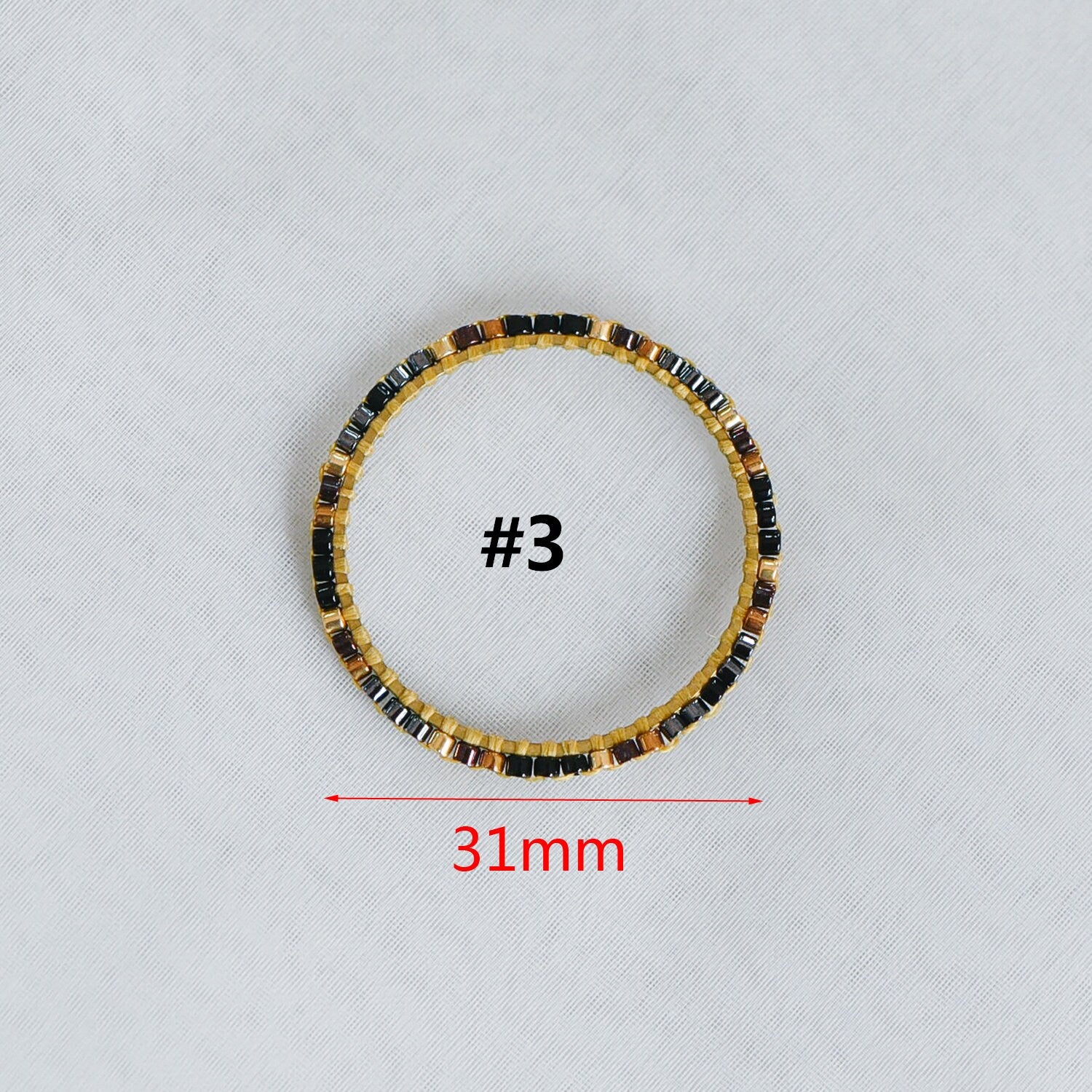 4pcs Miyuki Seed Bead Charm Connectors: Geometric Ring Pendants (RM-37)